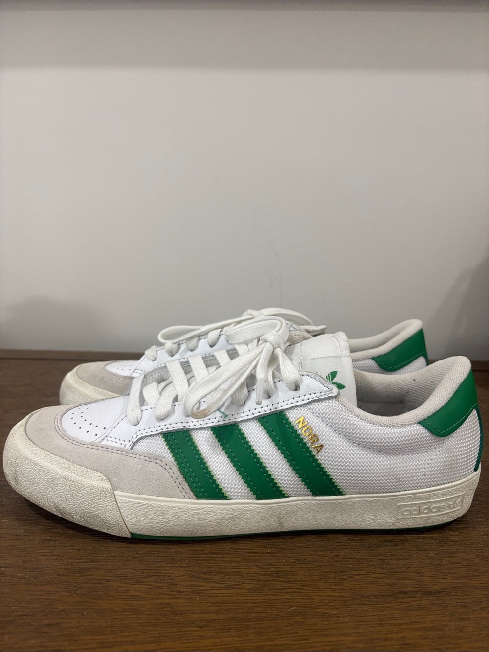 adidas Kids White & Green Court-Style Sneakers